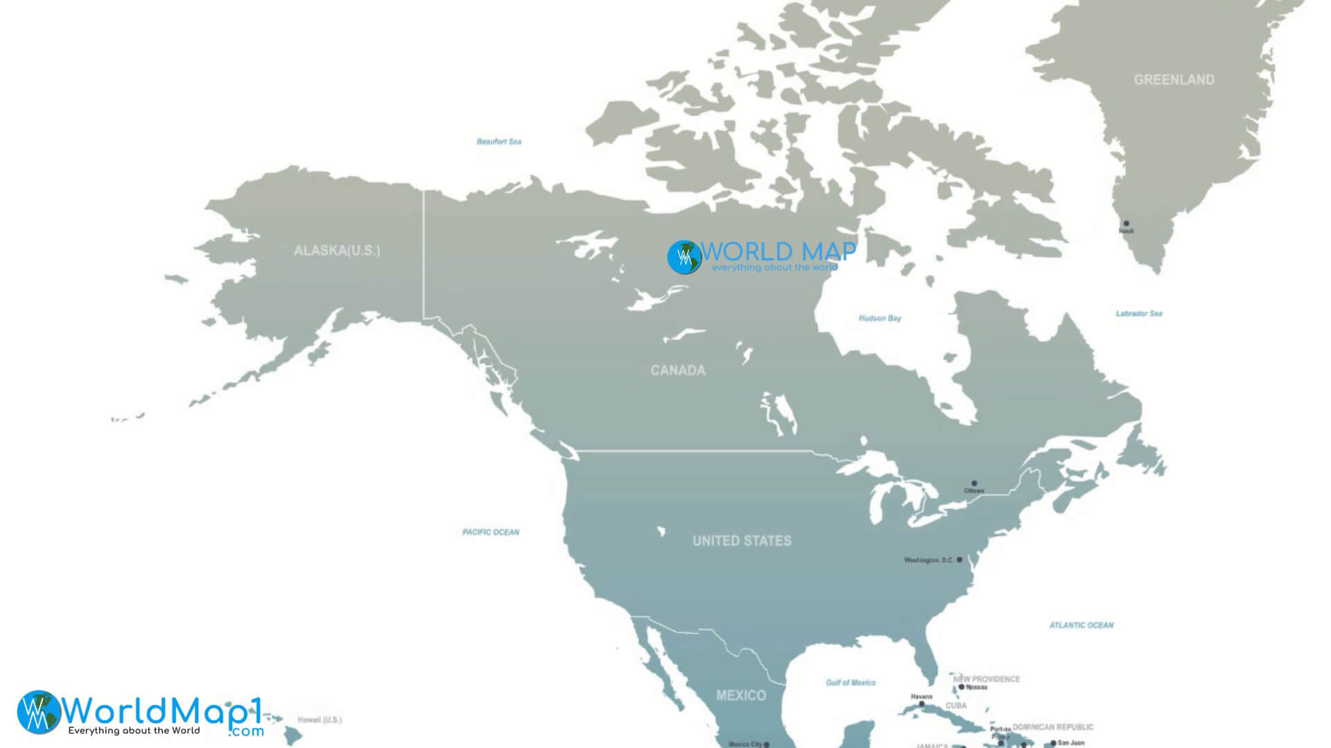 North America US Alaska and Greenland Map